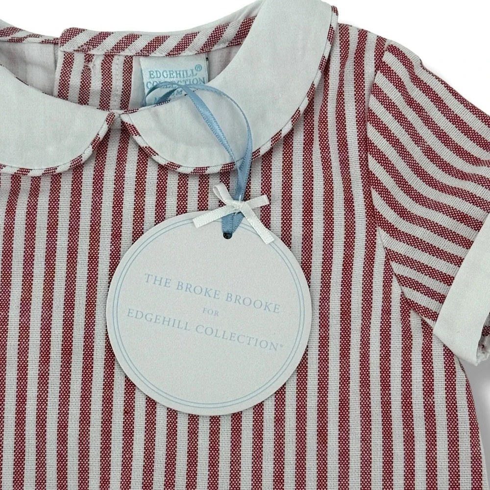 Edgehill Collection X The Broke Brooke Stripe Jon Jon Romper Boys Sz 9 Mos